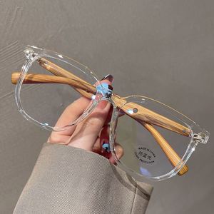 Gafas de Computadora Cuadradas Retro 2025 con Logotipo Personalizado para Hombre y Mujer, Monturas de Gafas con Textura de Madera TR90 Anti Luz Azul para Hombre y Mujer - Product Image 1