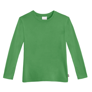 T-shirt col rond pour garçons 100% coton manches longues séchage rapide respirant compressé écologique teint uni tricoté décontracté - Product Image 3