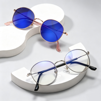 Lunettes Photochromiques Rondes en Alliage pour Homme et Femme, Verres Optiques Simples pour Ordinateur, Utilisation Intérieure et Extérieure