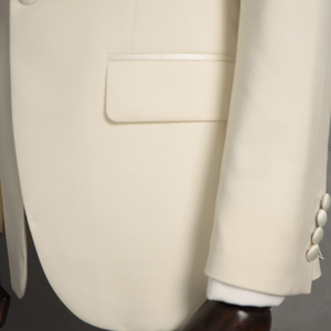 Traje de esmoquin clásico MTM para <span class=keywords><strong>hombre</strong></span> con solapa chal, chaqueta y chaleco, traje de novio a medida, esmoquin blanco personalizado para <span class=keywords><strong>hombre</strong></span>, 3 piezas - Product Image 4