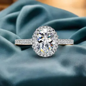 925 Sterling Silver Xác Thực 2 Carat Vài Nhẫn Cưới Đề Nghị Món Quà Sinh Nhật Nhẫn Moissanite Kim Cương Nhẫn Cho Bạn Gái