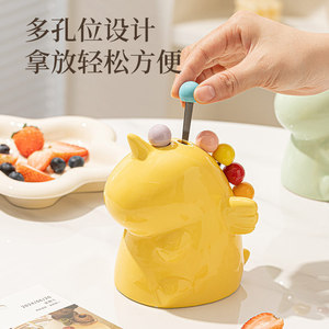Ceramic Toothpick Holder Cartoon Style Durable Table Decoration For Kids And Home Use - Product Image 2