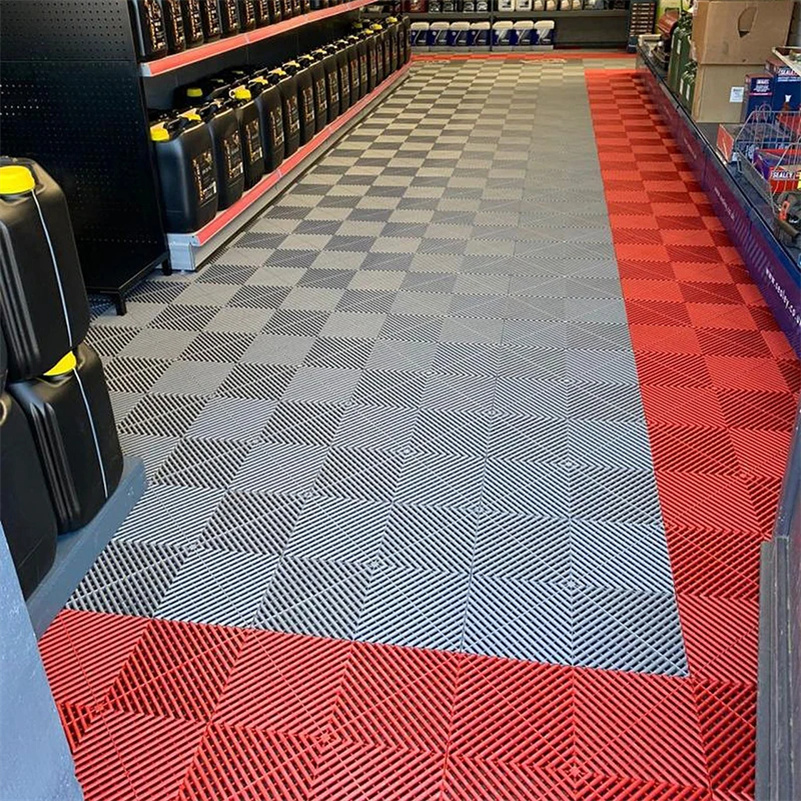 High Quality Non-Slip Plastic Floor Mats Car Garage Tiles for Workshop or Office Anti-Slip Accessory with Edging