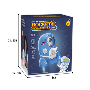 Hucha con forma de cohete espacial con pegatinas de dibujos animados para niños, caja de dinero, regalo - Product Image 5