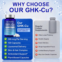 Complément de peptides de cuivre GHK-Cu avec biotine antioxydante, 120 capsules, végétalien, sans OGM, 300 mcg, favorise l'élasticité et la vitalité des cheveux