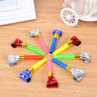 Papier d'or pour enfants soufflant Dragon jouet en plastique corne accessoires de fête d'anniversaire petit rouleau de sifflet Diwali emballé dans un sac