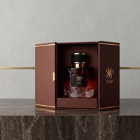 Boîte à double porte marron foncé personnalisable avec logo, conteneur rigide premium avec accent doré pour coffret de parfums de niche en gros