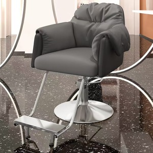 Sillón de Peluquería Moderno de Cuero PU Negro con Reposapiés y Altura Ajustable para Salón de Belleza - Product Image 3