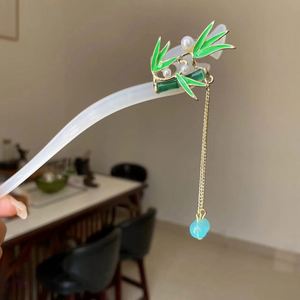 Accesorios Vintage Hanfu para el Cabello de Verano para Mujeres y Niñas: Palillos para Moños, Horquillas de Acetato con Flores y Pasadores para el Cabello - Product Image 3