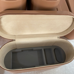 Étui en cuir PU écologique personnalisé pour sèche-cheveux <span class=keywords><strong>Dyson</strong></span> <span class=keywords><strong>Supersonic</strong></span>, boîtes rigides modernes, design d'emballage en relief, forme ovale - Product Image 1