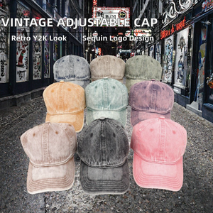 Casquette de baseball en coton lavé vintage de qualité supérieure, finition vieillie, visière incurvée réglable, style décontracté, streetwear, personnalisable - Product Image 2