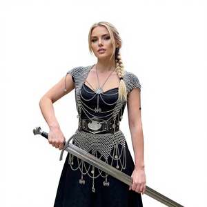 Gilet d'armure en maille argentée avec pendentif, costume de guerrier antique, artisanat métallique - Product Image 1