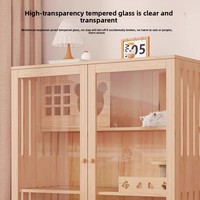 Dongmajiaju Villa pour chat en bois massif, mobilier d'intérieur, espace de circulation libre extra-large, niche pour chat, maison pour chat, tout-en-un