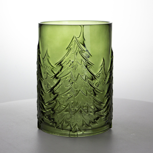 <span class=keywords><strong>Vase</strong></span> en verre <span class=keywords><strong>vert</strong></span> gaufré motif pin, <span class=keywords><strong>vase</strong></span> cylindrique à thème forêt de Noël pour la décoration de la maison et des fêtes - Product Image 2