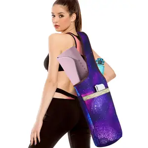 100% sac de rangement de tapis de yoga de gymnastique écologique biologique Logo personnalisé conception de toile de transport en polyester imperméable-disponibilité en gros