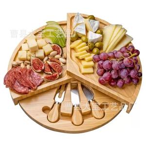 Planche à fromage rotative en bois Caoxian Dabao avec ensemble de couverts pour servir des en-cas et des fruits - Product Image 1