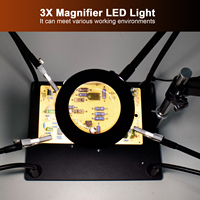 Support de pistolet à chaleur à bras flexibles de troisième main avec loupe LED 3X Station d'établi de soudage