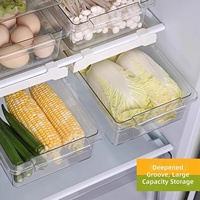 Boîte de rangement coulissante de style tiroir pour réfrigérateur, étagère extractible, organisateur transparent, panier suspendu pour étagère de réfrigérateur