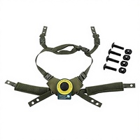 Système de suspension de casque tactique en nylon camouflage TJ-OUTDOORS avec doublure en mousse à mémoire de forme et sangle de menton en cuir