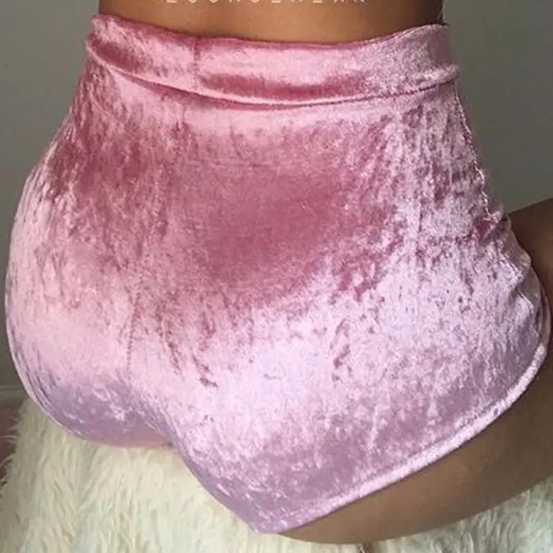 Women's Sexy Drawstring Velvet Outfits High Waist Club Mini Shorts