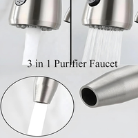 Robinet de cuisine moderne américain en nickel brossé à 3 voies avec mitigeur extractible et distributeur de filtre à eau intégré pour usage extérieur, domestique et VR