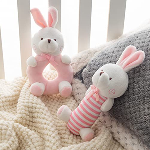 Jouets à hochet pour bébé, jouets de lit en peluche lapin de dessin animé, jouet éducatif pour nouveau-né, clochettes à main lapin et ours - Product Image 2
