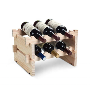 2 niveaux 6 porte-<span class=keywords><strong>bouteilles</strong></span> porte-vin en <span class=keywords><strong>bois</strong></span> massif naturel organisateur de <span class=keywords><strong>bouteilles</strong></span> de vin <span class=keywords><strong>casier</strong></span> à vin - Product Image 1