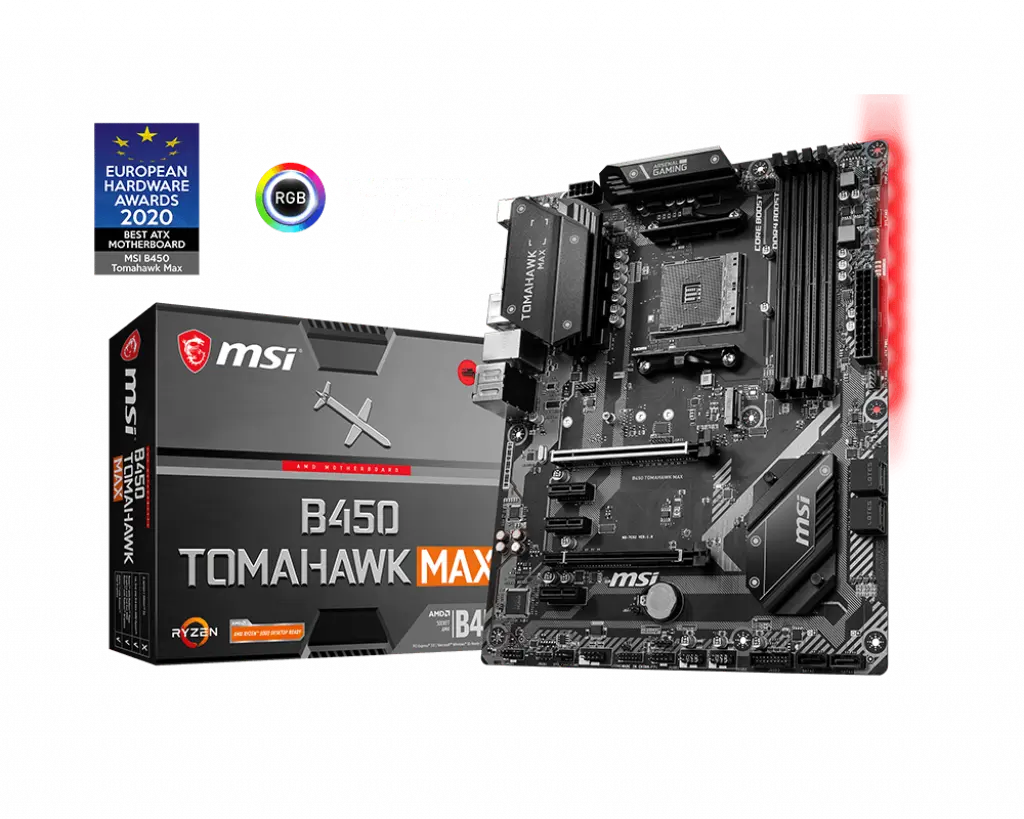 MSI B450 TOMAHAWK MAX Arsenal ATX Gaming Motherboard Support AMD Ryzen 5 3600/3600X/3700X/1700X/2600/3500X CPU