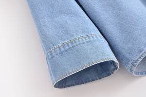 ツーピースファッションカジュアルジョーカーデニム生地ワイドスリーブデザインルーズシャツ + カジュアルデニムワイドレッグパンツスーツ2025年セット - Product Image 5