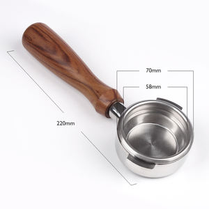 Aksesori Barista Portafilter kopi baja tahan karat 58mm Portafilter tanpa dasar kopi dengan pegangan kayu cocok untuk Nuova - Product Image 6