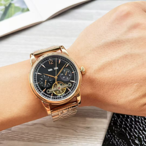 Montre mécanique automatique de luxe de haute qualité, sportive, étanche, lumineuse, chronographe, design simple, bracelet en alliage/acier - Product Image 2