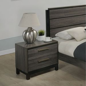 DB Ioana Table de chevet à 2 tiroirs en bois massif Finition gris antique Meubles de chambre à coucher européens modernes et luxueux - Product Image 3