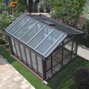 GS Moderna Casa de Cristal con Techo Inclinado de Aleación de Aluminio para Exteriores, Terraza Móvil, Solárium, Jardín, Patio - Product Image 3