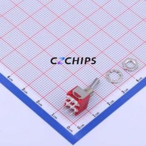 2MD1T1B1M2QES-5 Toggle Switch Through hole Component (THT) Switch Double Pole Double Throw 300000 Cylindrical Knob PC Pin - Product Image 1