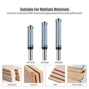 1/2 pouces et 12mm tige ronde 3 lames mèche de toupie <span class=keywords><strong>19mm</strong></span> Dia Double roulement affleurant coupe droite gravure outils de travail du bois - Product Image 5