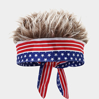 Bandeau Perruque Synthétique Personnalisé de Haute Qualité avec Logo, Bandeau Cheveux Drapeau Mexique Canada pour Événements Sportifs