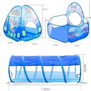 Tenda da Gioco Portatile 3 in 1 per Bambini con Tunnel, Piscina di Palline e Canestro da Basket, Casetta Pop-up per Interni ed Esterni, Regalo per Bambini (Palline non incluse) - Product Image 2