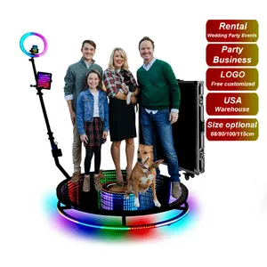 Wed 360Photo Booth glass Automatic 80cm 100cm 115cm Rotating Camera the cheapest iPad ring light Factory shipping for party