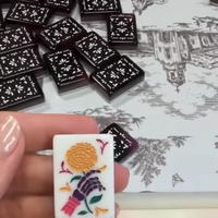 Jeu de Mahjong américain à 160 tuiles en acrylique à 3 couches, motif personnalisé Jour des Morts, jeu de table