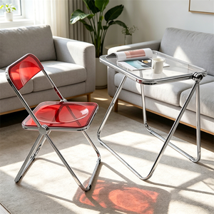 Chaise pliante moderne et contemporaine en acrylique transparent, chaise de salle à manger en plastique pour la maison, l'extérieur, les cafés, les événements et les fêtes - Product Image 6