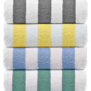Custom Thin Stripe Yellow Beach Towel Premium Quality 100% Turkish Cotton Cabana Eco-Friendly Beach Towels for Pool Beach