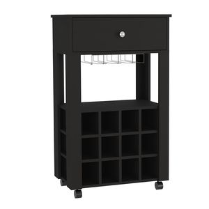 Carrito De Bar DB Bañamon, Twelve Wine Cubbies, Cuatro Patas, Acabado Wengue Negro - Product Image 2