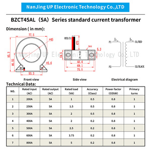 BZCT45AL-200A 300A 400A 500A 600A 800A duy nhất hình xuyến đóng vòng lặp cảm biến AC hiện tại biến áp cho 5A 3 CT hiện tại biến áp - Product Image 4