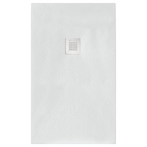 Plato de Ducha Rectangular Moderno Serenity Blanco de 80x150cm, Hecho de Piedra Artificial, Mármol y Acero Inoxidable para Baño y Uso en Hoteles - Product Image 1