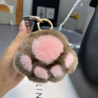 Porte-clés de voiture léger en peluche douce motif léopard avec patte de chaton, motif lapin de dessin animé mignon, breloque pour sac à dos, cadeau d'anniversaire