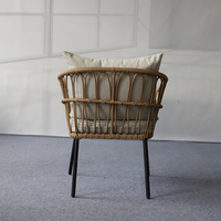 Ensemble bistrot moderne bohème pour l'extérieur, 3 pièces, avec chaises en rotin naturel et table ronde en verre pour la terrasse, le balcon ou la décoration de salon