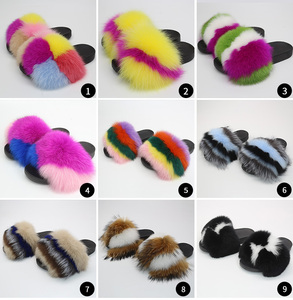 Donne di Lusso Della Pelliccia Scivola <span class=keywords><strong>Con</strong></span> Il Reale Della Pelliccia di Modo Della Signora Pantofole per il Viaggio Furry Estate Pelliccia Sandali - Product Image 6