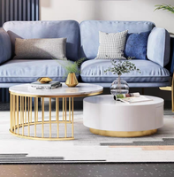 Table basse ronde avec cadre métallique, couleur or, meuble de luxe, offre spéciale, nouveau modèle de
