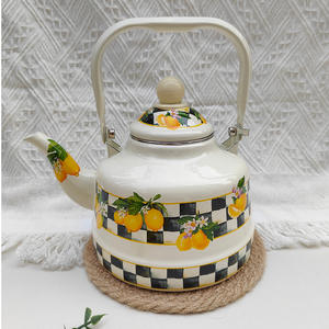 Lukisan rumah Retro kopi air panas teko keramik teko Enamel ketel - Product Image 5