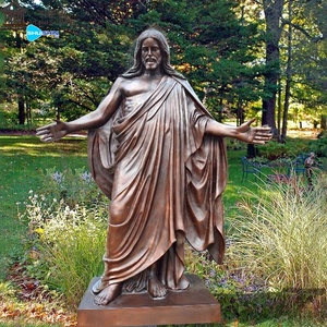Sculpture religieuse catholique en métal moulé, modèle de jardin extérieur, taille personnalisée, bronze traditionnel, Jésus sans-abri, art religieux en bronze - Product Image 3